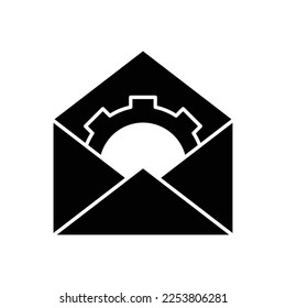 Diseño de iconos de configuración de correo electrónico. vector de configuración de correo. Icono sobre y engranaje. aislado en fondo blanco