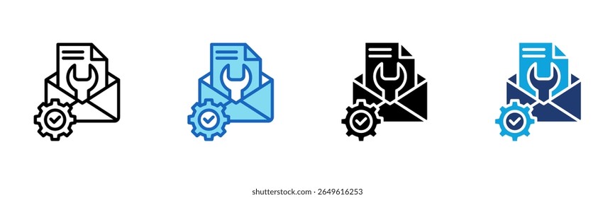 ícone Configuração de e-mail Ilustração de vetor de vários estilos