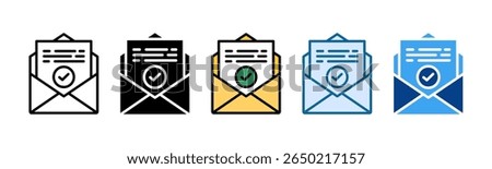 Email Confirmation Icon Set Multiple Style Collection