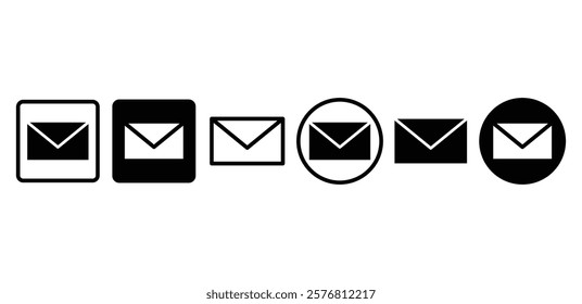 email contact icon symbol sign vector design black white color illustration sets