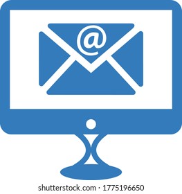 Email contact, mail inbox icon blue color