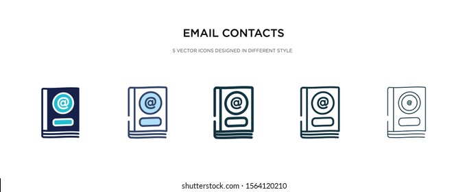 email contacts icon in different style vector illustration. two colored and black email contacts vector icons designed in filled, outline, line and stroke style can be used for web, mobile, ui