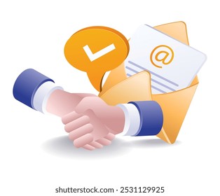 Email cooperation greeting flat illustration