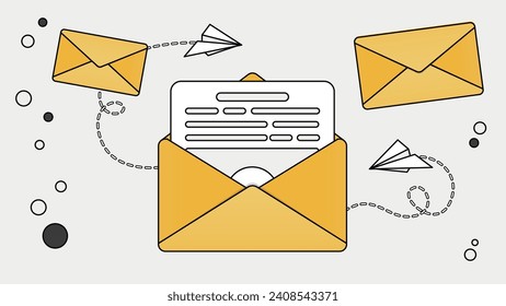 Email Correspondence and Network Connections Concept