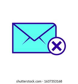 Email and cross mark icon vector isolated,Not Receive Mail Icon, Outline Style 