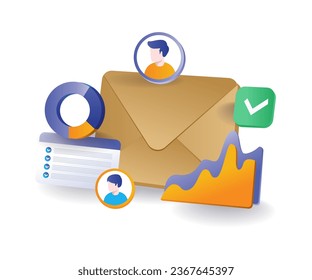 Ilustración plana del concepto de análisis de datos de correo electrónico