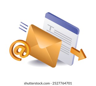 Ilustración isométrica de tecnología de datos de correo electrónico