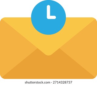 Icono de entrega retrasada por correo electrónico en sobre amarillo