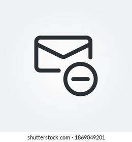 email delete icon vector isolated with line style and black color, pixel perfect symbol illustration