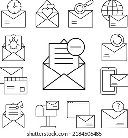Correo electrónico, eliminación, icono de spam en una colección con otros elementos
