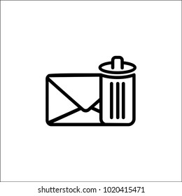 Email delete vector line icon. Email delete line icon for infographic, website or app.