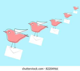 email delivery, birds with letters