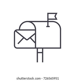email delivery, mail marketing vector line icon, sign, illustration on background, editable strokes
