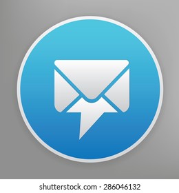 Email design icon on blue button,clean vector