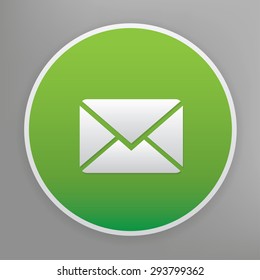 Email design icon on green button,clean vector