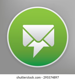 Email design icon on green button, clean vector