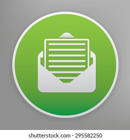 Email design icon on green button, clean vector