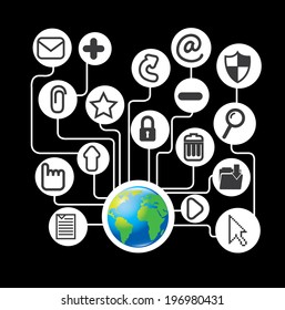 Email design over black background, vector illustration