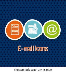 Email design over blue background, vector illustration