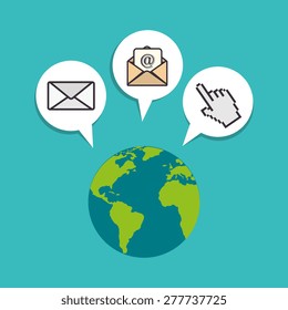 Email design over blue background, vector illustration.