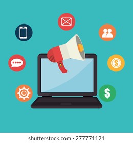 Email design over blue background, vector illustration.