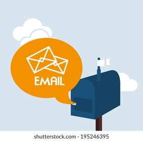 Email design over blue background,vector illustration