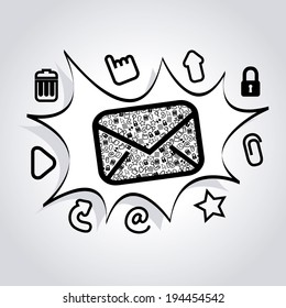 Email design over gray background, vector illustration