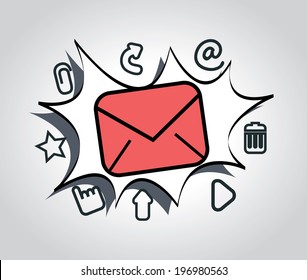 Email design over gray background, vector illustration