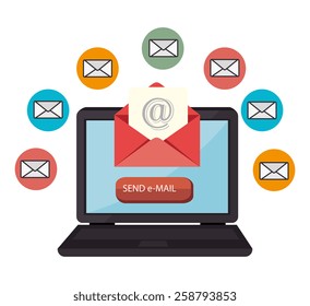 Email design over white background, vector illustration.