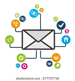 Email design over white background, vector illustration.