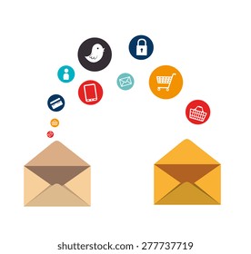 Email design over white background, vector illustration.