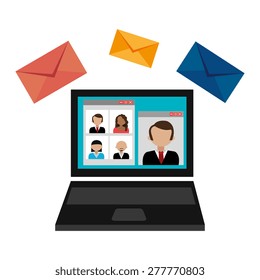 Email design over white background, vector illustration.