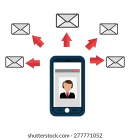 Email design over white background, vector illustration.
