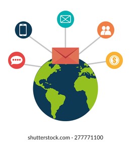 Email design over white background, vector illustration.
