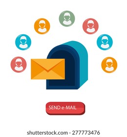 Email design over white background, vector illustration.