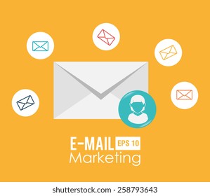 Email design over yellow background, vector illustration.