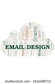 Email Design word cloud. Wordcloud made with text only.