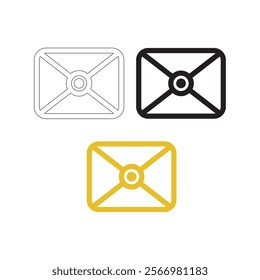 E-mail detailed icon outline, silhouette, and color vector