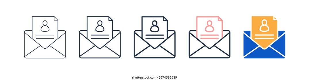 Enviar por e-mail ícones de estilo diferentes definir ilustração vetorial.