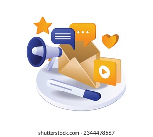 E-Mail-Strategie für digitale Marketingtechnologie - flache und isometrische Illustration