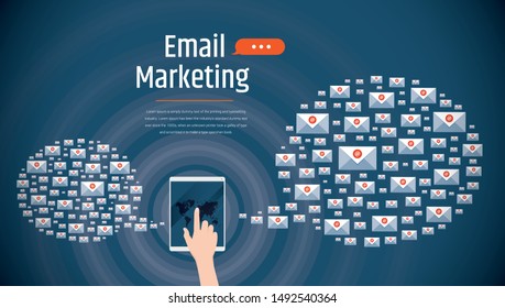 Email direct marketing, Flat design vector illustration