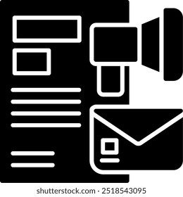 Email Direct Marketing Glyph Vector Icon Design