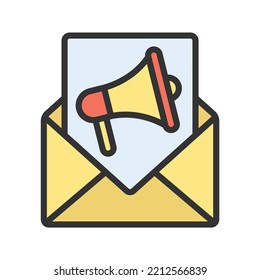 Email Direct Marketing Icon Vector Image. Can Also Be Used For Digital Marketing. Suitable For Mobile Apps, Web Apps And Print Media.