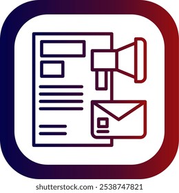 Email Direct Marketing Line Gradient Round Corner Vector Icon Design