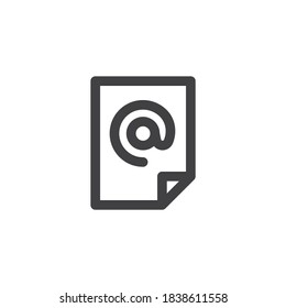 E-mail document file line icon. linear style sign for mobile concept and web design. Email file outline vector icon. Symbol, logo illustration. Vector graphics