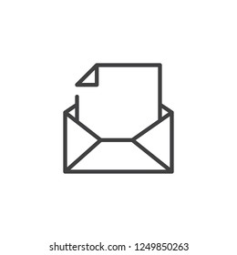 Email document file outline icon. linear style sign for mobile concept and web design. Paper envelope simple line vector icon. Symbol, logo illustration. Pixel perfect vector graphics