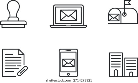 Iconos de correo electrónico y documentos para la comunicación