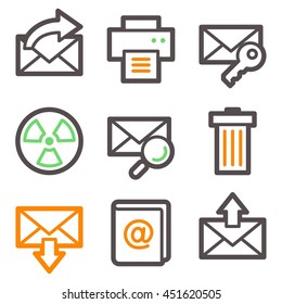 E-mail and documents web icons set. Office and CRM mobile symbols.