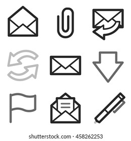 E-mail and documents web icons set. Office and CRM mobile symbols.