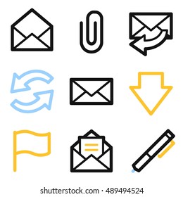 E-mail and documents web icons set. Office and CRM mobile symbols.
